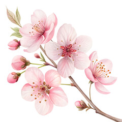 Obraz premium PNG background featuring delicate watercolor pink flowers, soft petals, and leafy accents