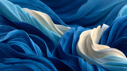 Blue background featuring white rhythmic wave patterns