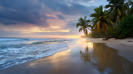 Tranquil Tropical Sunset Beach Scene