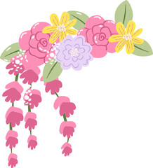 Colorful flower set vector illustration with floral patterns for spring and summer designs featuring blossoms leaves 