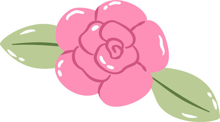 pink rose with green leaves
