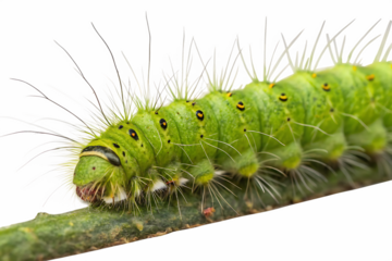 Vibrant Green Caterpillar Close-Up Detailed Insect Macro Photography  On AI generated by PNG