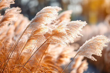 秋のススキのクローズアップ素材.Generative AI