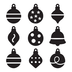 A Festive Collection of Christmas Ornament Icons A Variety of Designs and Shapes to Adorn Your Holiday Creations