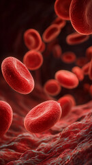 Fototapeta premium Closeup of Red Blood Cells in the Human Circulatory System 