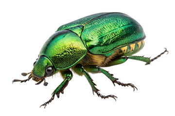 Naklejka premium Vibrant Green Metallic Beetle Detailed Macro Photography On AI generated by PNG