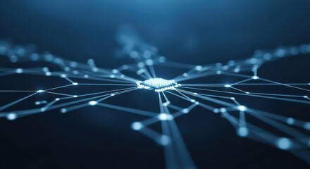 Glowing CPU Core: The Radiant Heart of a Sprawling Digital Data Network