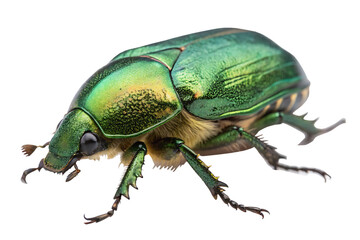 Naklejka premium Vibrant Green Metallic Beetle Detailed Macro Photography On AI generated by PNG