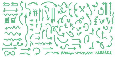 Vector illustration of arrows in green on white background and png