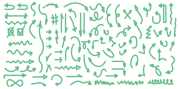 Vector illustration of arrows in green on white background and png