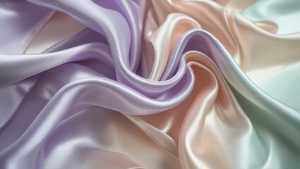 Obraz premium Shimmering silk fabric with smooth flowing folds, soft highlights and pastel color – elegant textile texture