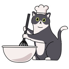 Chef cat vector cartoon illustration art.