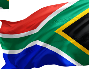 South Africa Flag Waving in Wind with Realistic Fabric and Vivid Colors