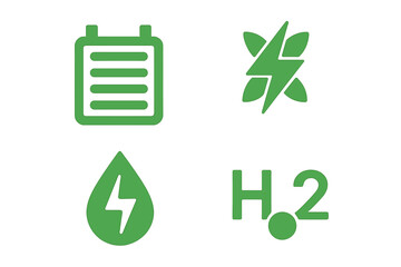Energy symbols representing renewable resources and sustainability trends in modern technology