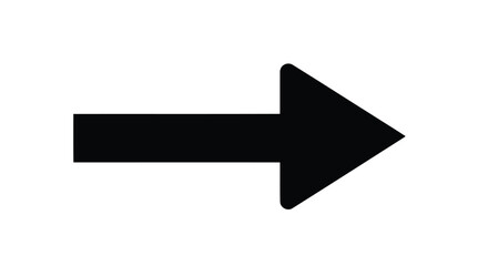 Vector illustration of a bold black arrow pointing to the right, symbolizing direction, progress, and forward movement, isolated on a white background