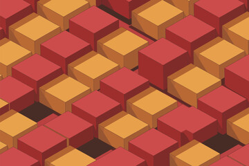 Obraz premium An isometric view of a pattern made of alternating red and yellow cubes arranged in a grid formation