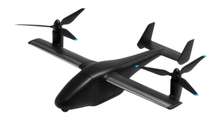 Tilt-rotor drone with dual rotating wings and a rear cargo bay