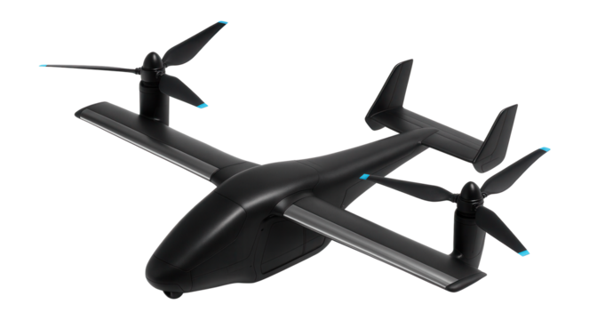 Tilt-rotor drone with dual rotating wings and a rear cargo bay