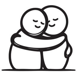 Cartoon vector couple in love. Valentine's Day characters sketch in monochrome sketch