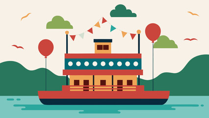 Obraz premium birthday party vintage steamboat canal cruise