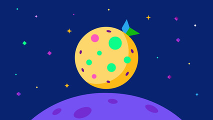 Naklejka premium Lunar Birthday Celebration on the Moon with Floating Confetti