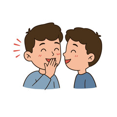 Two Boys Whispering Secrets and Laughing Together.