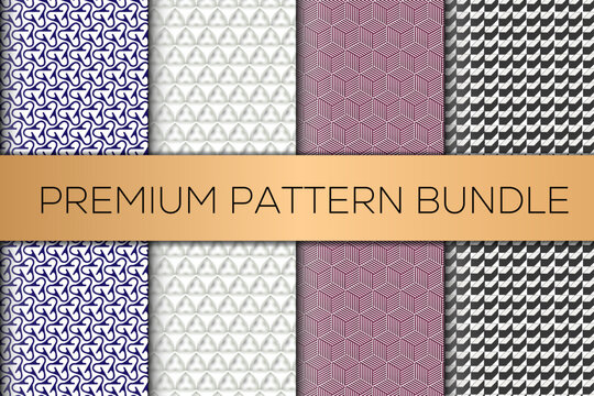 Collection of abstract geometric pattern bundle. Premium Decorative seamless pattern design