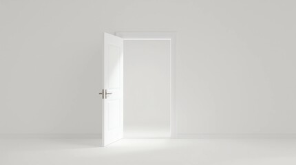 Naklejka premium Open white door in empty room