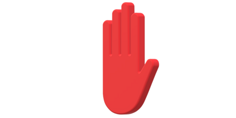 3D Render Stop Hand Sign isolated on a Transparent Background