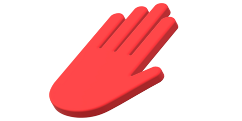 3D Render Stop Hand Sign isolated on a Transparent Background