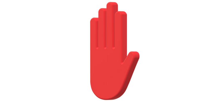 3D Render Stop Hand Sign isolated on a Transparent Background