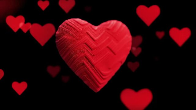 Abstract textured heart on black background
