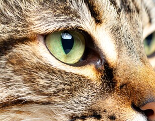 Close-up cat eye, tabby fur