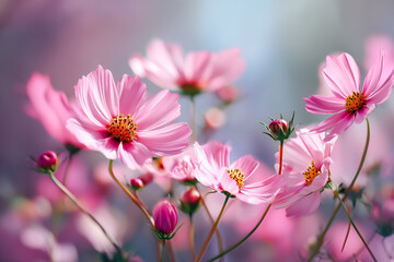 コスモス花びらのクローズアップ.Generative AI