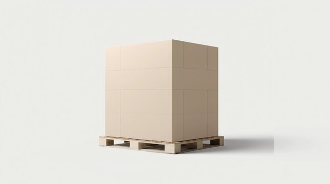 Stack of Four cardboard boxes mockup on euro pallet, isolated on white, 3d rendering - Powered by Adobe