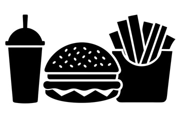 Vector illusion of burger , french-fry and  juice icon set 