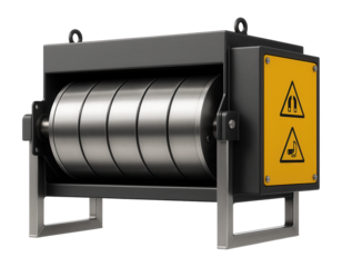 Magnetic drum separator with a segmented magnetic drum for efficient separation in a slag processing plant