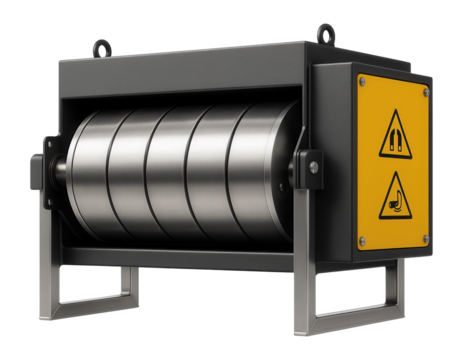 Magnetic drum separator with a segmented magnetic drum for efficient separation in a slag processing plant