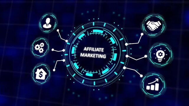 Affiliate Marketing, Business and Technology Concept, Internet Network and Digital Promotion