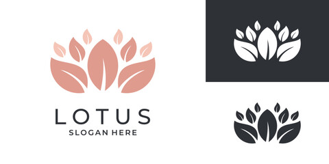 Minimalist lotus flower logo. Design floral emblem