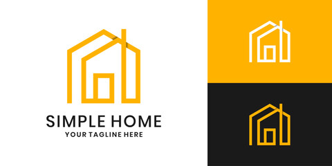 Minimalist home logo design, house line icon for real estate, architecture, and construction branding