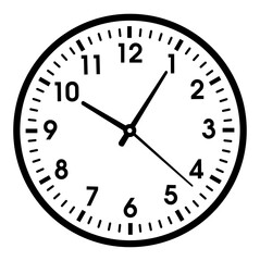 Wall clock flat illustration. Minimalistic watch simple icon. Analog clock art.