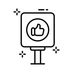 Trendy linear icon showing thumbs up rating review