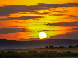 Brilliant Sunrise Over Maasai Mara Hills, Kenya