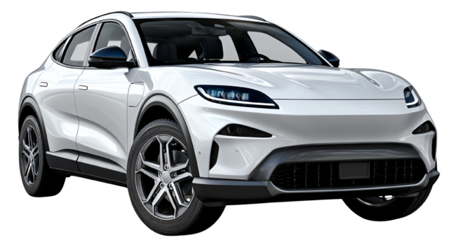 Modern electric SUV with sleek design, white isolate background.