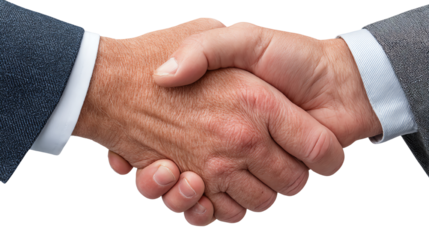Two hands shaking in a professional business agreement.