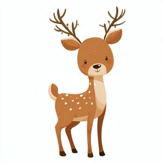 Fototapeta premium Cute Cartoon Fawn with Spotted Coat and Antlers