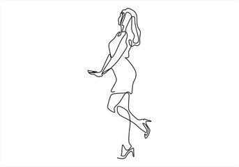 Line Art Presentation A Woman's .  line icon-continuous line drawing. Editable stroke.