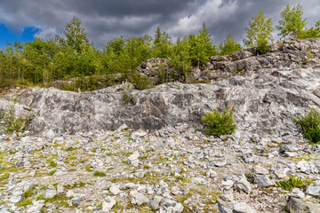Landscape of the mountain park Ruskeala in the Republic of Karelia