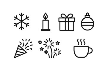 Winter celebration with festive elements like snowflakes, candles, gifts, and warm beverages for a joyful holiday atmosphere